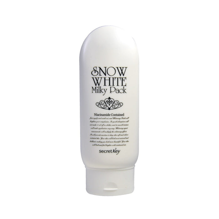 SECRET KEY Snow White Milky Pack is a brightening and hydrating wash-off treatment that instantly improves skin tone, leaving it soft and radiant. Formulated with Niacinamide, it helps to brighten and even out the complexion, while Hyaluronic Acid delivers moisture for smooth and hydrated skin. Its lightweight, non-greasy formula absorbs quickly, making the skin appear brighter and more luminous after each use. Perfect for all skin types, this pack is ideal for those looking to achieve a glowing