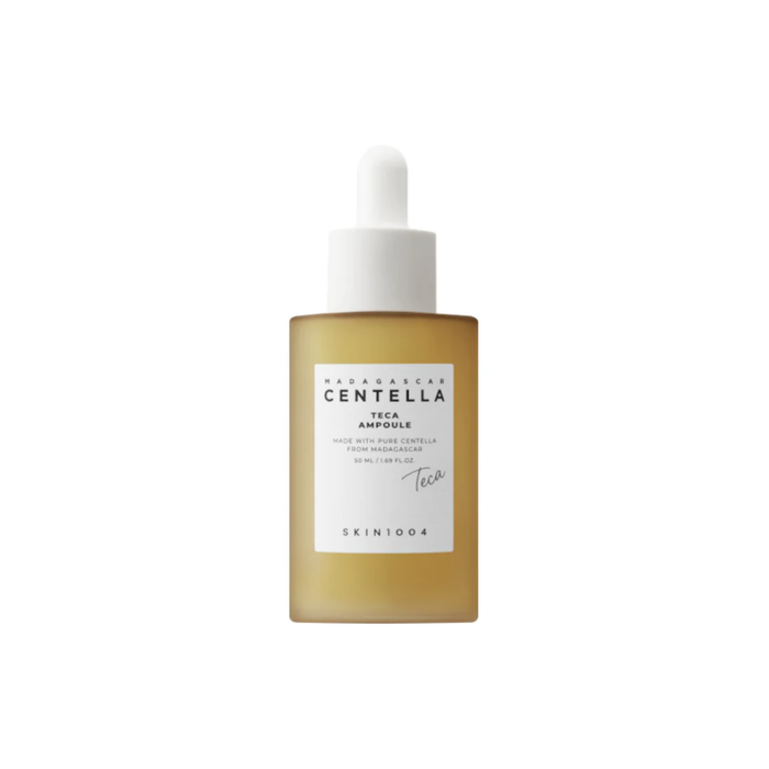 SKIN1004 Madagascar Centella Teca Ampoule is a lightweight soothing formula designed to calm irritation and support the skin barrier. Enriched with Centella Asiatica and 50x Teca, including Madecassoside and Asiaticoside, it helps reduce redness and promote skin recovery. With Glyceryl Glucoside, Polyglutamic Acid, and Liposome Allantoin, it provides deep hydration while strengthening the moisture barrier. The fast-absorbing texture leaves skin smooth, balanced, and refreshed. Suitable for all s