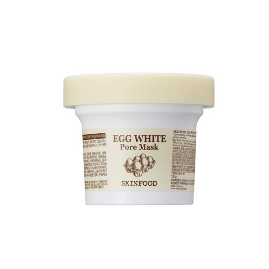 SKINFOOD Egg White Pore Mask is a purifying wash-off mask designed to minimize the appearance of pores and refine skin texture. Enriched with Egg White Extract, it helps control excess oil, remove impurities, and tighten pores for a smoother complexion. Infused with Rice Bran Water and Sodium Hyaluronate, it also hydrates and nourishes the skin, preventing dryness. The creamy texture spreads easily and rinses off cleanly, leaving your skin feeling refreshed, soft, and visibly refined. Perfect fo