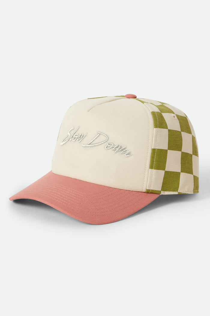 Women's Slow Down Snapback in the color Sublime Green Gingham/Whitecap/Italian Clay - Front Product View