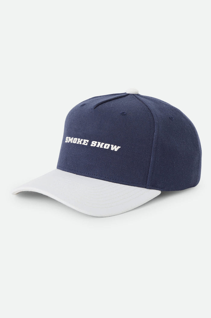 Unisex Smoke Show Snapback in the color Washed Navy/Whitecap - Front Product View