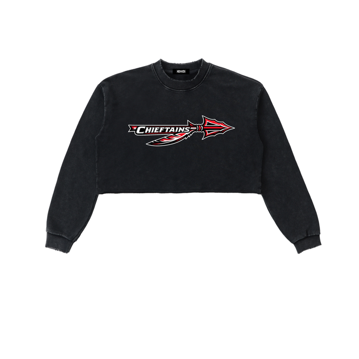 Snow Washed Raw Edge Cropped Sweatshirt - Memento Mori Clothing