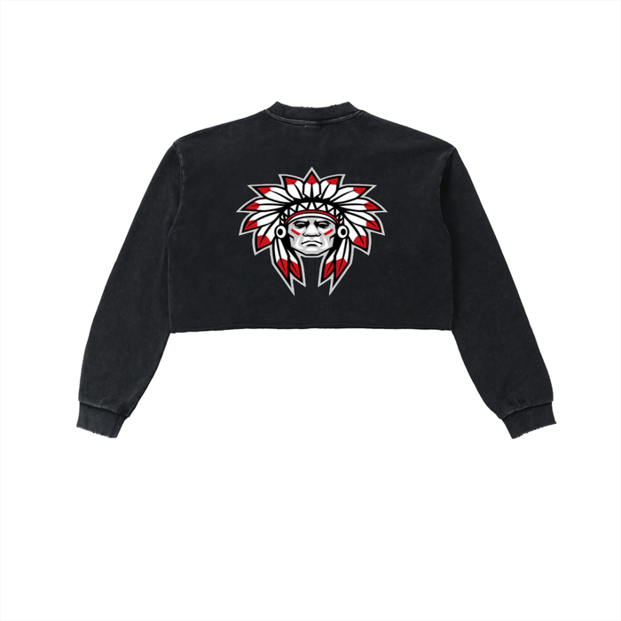 Snow Washed Raw Edge Cropped Sweatshirt - Memento Mori Clothing