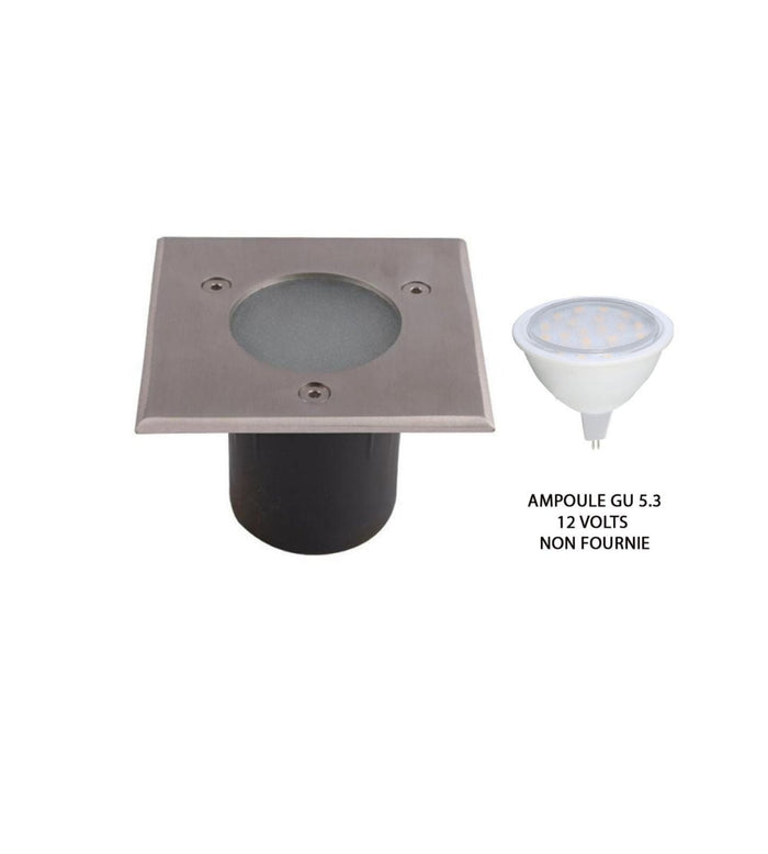 Spot encastrable pour abords de piscine à ampoule interchangeable GU5.3 - 12 Volt - Ø 10 cm Carré