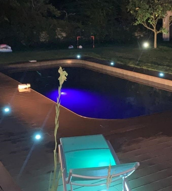 Spot encastrable pour abords de piscine à ampoule interchangeable GU5.3 - 12 Volt - Ø 10 cm Carré