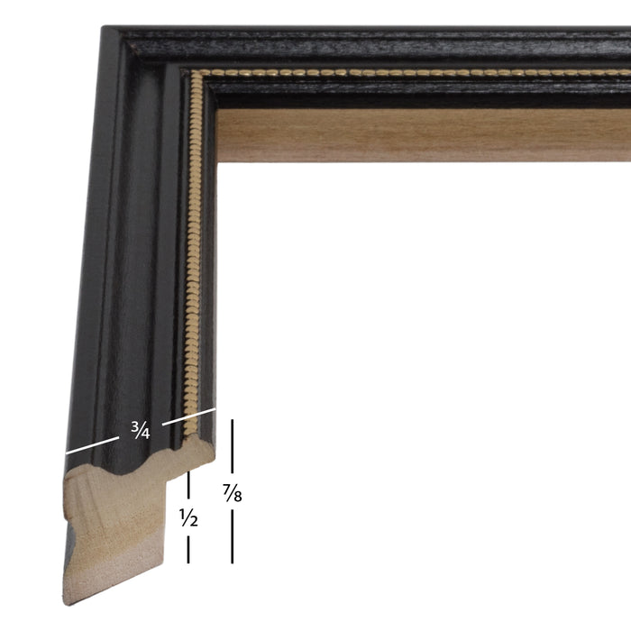 Stratton .75", Ornate Black and Gold Picture Frame
