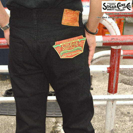 SUGAR CANE "SC41470" 13oz Black Denim SLIM FIT