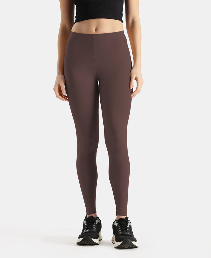 Super Combed Cotton Elastane Stretch Leggings with Ultrasoft Waistband - Coffee