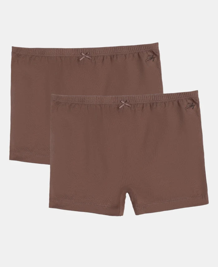 Super Combed Cotton Elastane Stretch Shorties with Ultrasoft Waistband - Deep Taupe (Pack of 2)