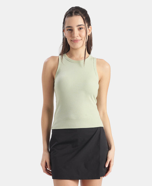 Super Combed Cotton Elastane Stretch Slim Fit Racerback Styled Tank Top - Lint