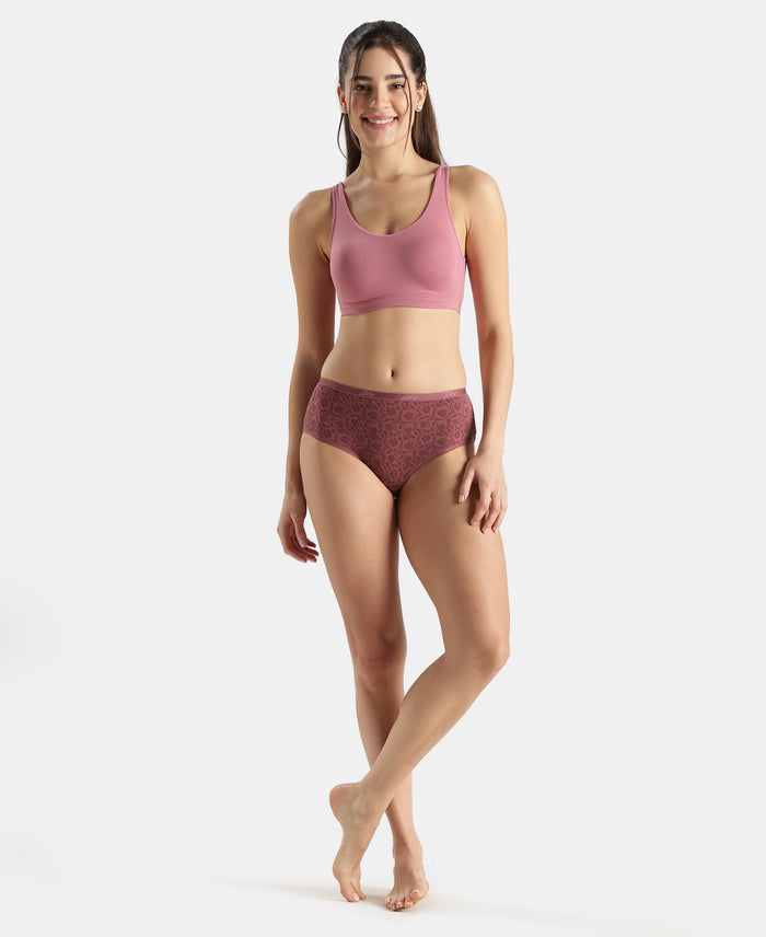 Super Combed Cotton Elastane Stretch Slip On Lounge Bra With StayFresh Treatment - Heather Rose