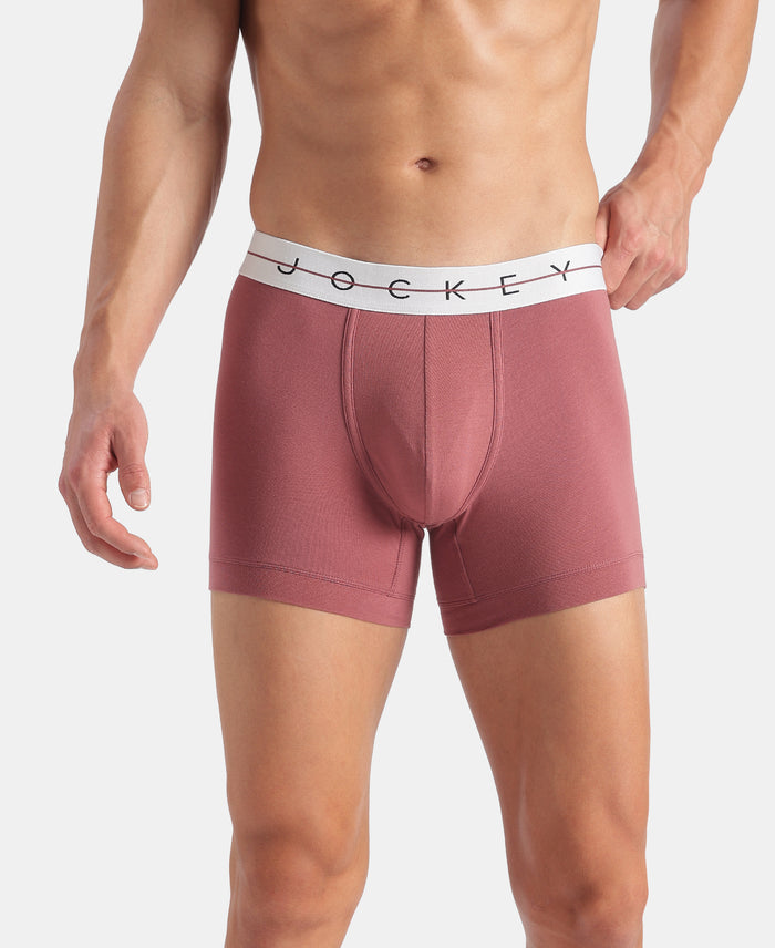 Super Combed Cotton Elastane Stretch Solid Trunk with Ultrasoft Waistband - Roan Rouge & Plum Truffle (Pack of 2)