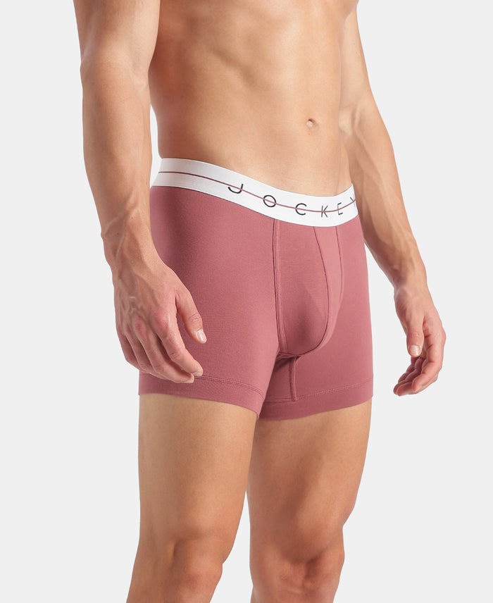 Super Combed Cotton Elastane Stretch Solid Trunk with Ultrasoft Waistband - Roan Rouge & Plum Truffle (Pack of 2)