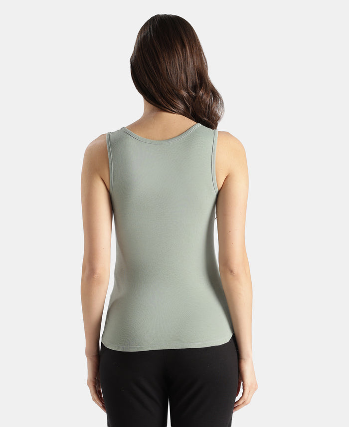 Super Combed Cotton Rib Fabric Slim Fit Solid Tank Top - Iceberg Green