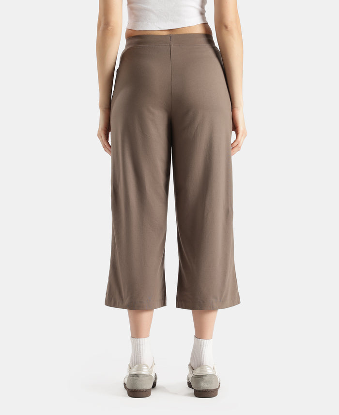 Super Combed Cotton Rich Elastane Stretch Relaxed Fit Culottes - Dark Khaki