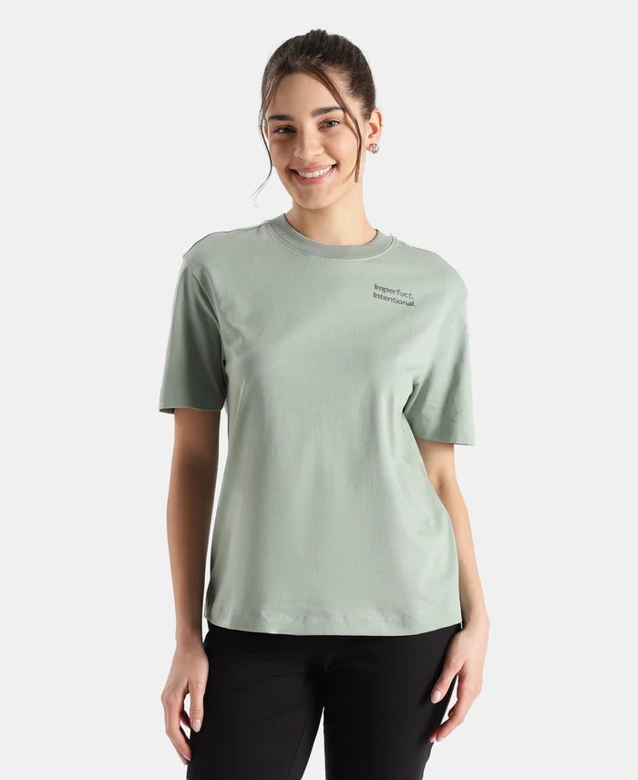 Super Combed Cotton Rich Oversized Printed T-Shirt - Iceberg Green