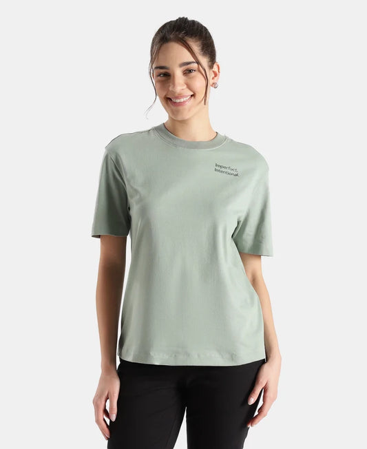 Super Combed Cotton Rich Oversized Printed T-Shirt - Iceberg Green