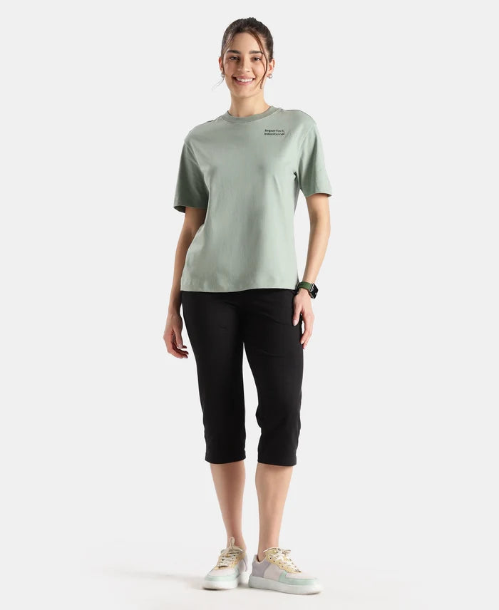 Super Combed Cotton Rich Oversized Printed T-Shirt - Iceberg Green