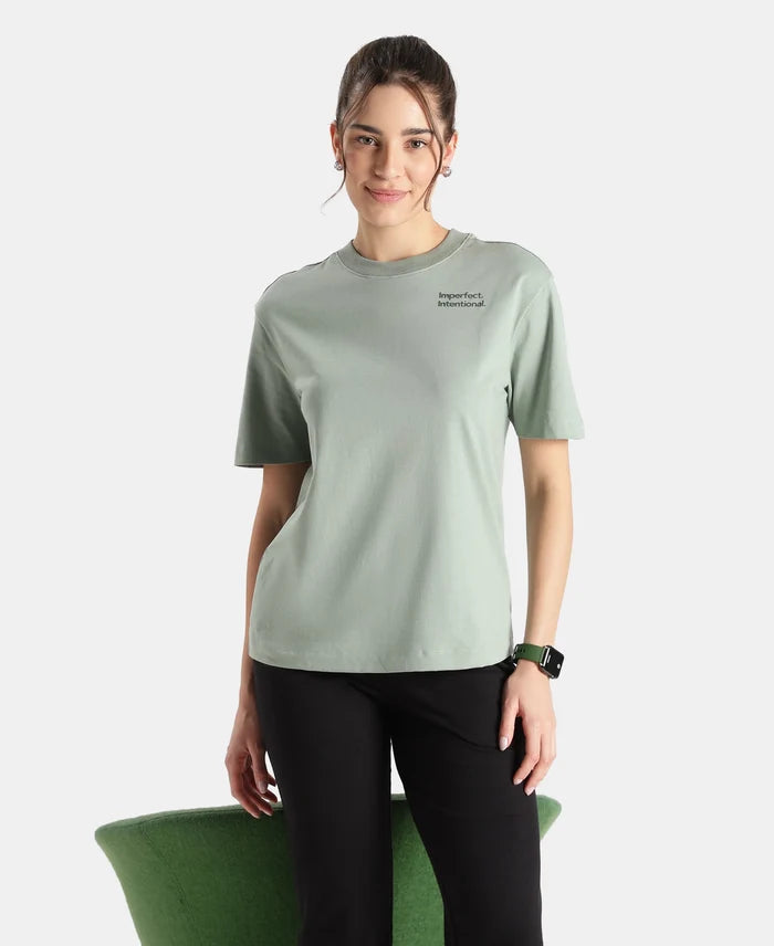 Super Combed Cotton Rich Oversized Printed T-Shirt - Iceberg Green