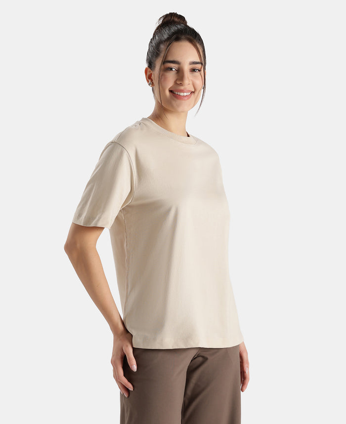 Super Combed Cotton Rich Oversized T-Shirt with Side Slits - French Oak