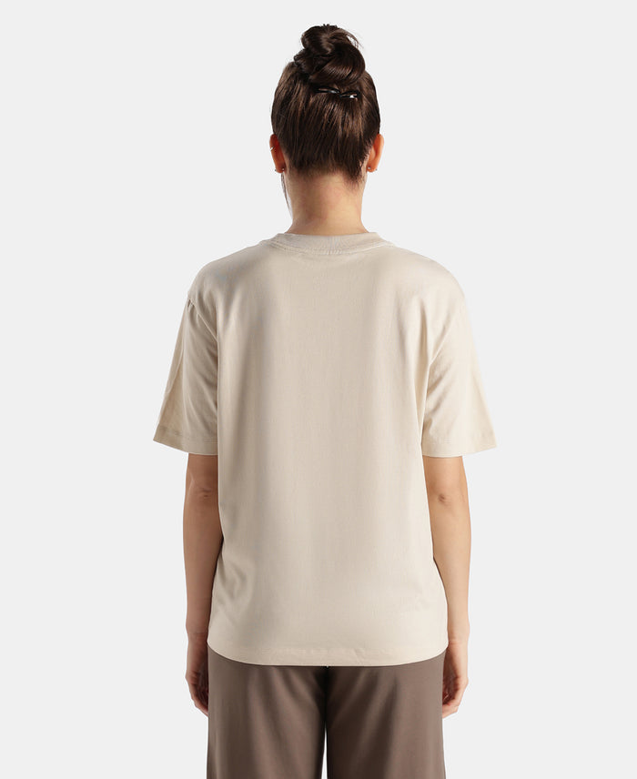 Super Combed Cotton Rich Oversized T-Shirt with Side Slits - French Oak
