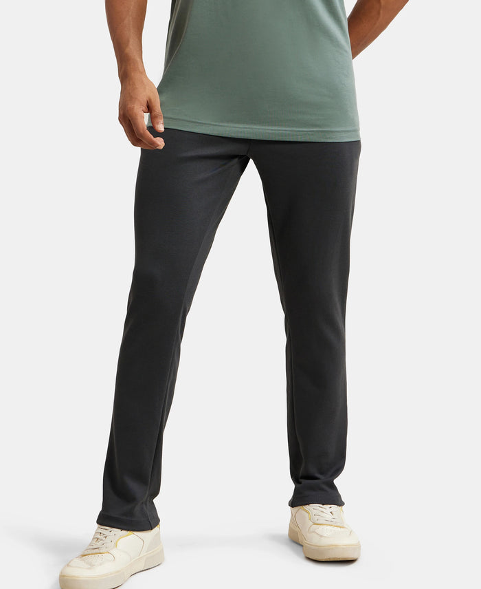 Super Combed Cotton Rich Pique Slim Fit Trackpant with Side Zipper Pockets - Graphite-5