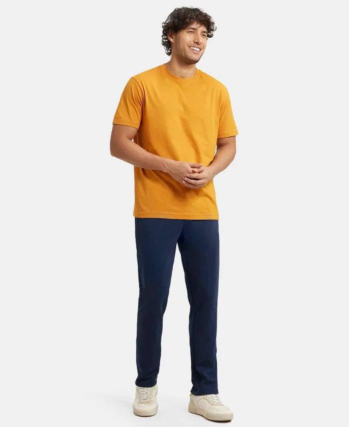 Super Combed Cotton Rich Pique Slim Fit Trackpant with Side Zipper Pockets - Navy-6
