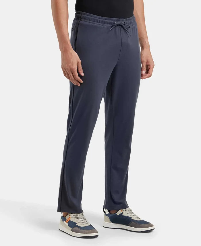 Super Combed Cotton Rich Regular Fit Trackpant with Side Pockets - Graphite & Black-2