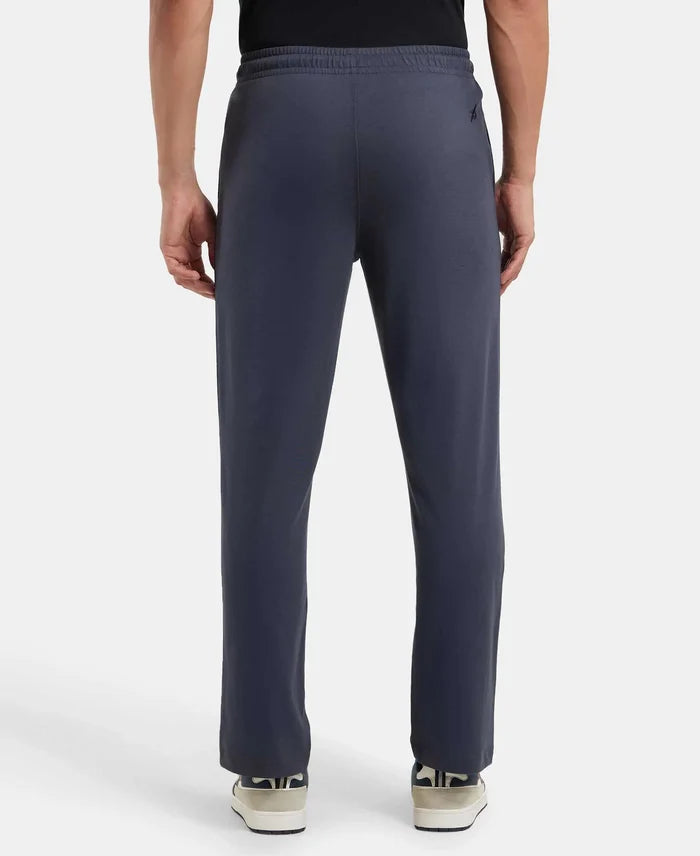 Super Combed Cotton Rich Regular Fit Trackpant with Side Pockets - Graphite & Black-3