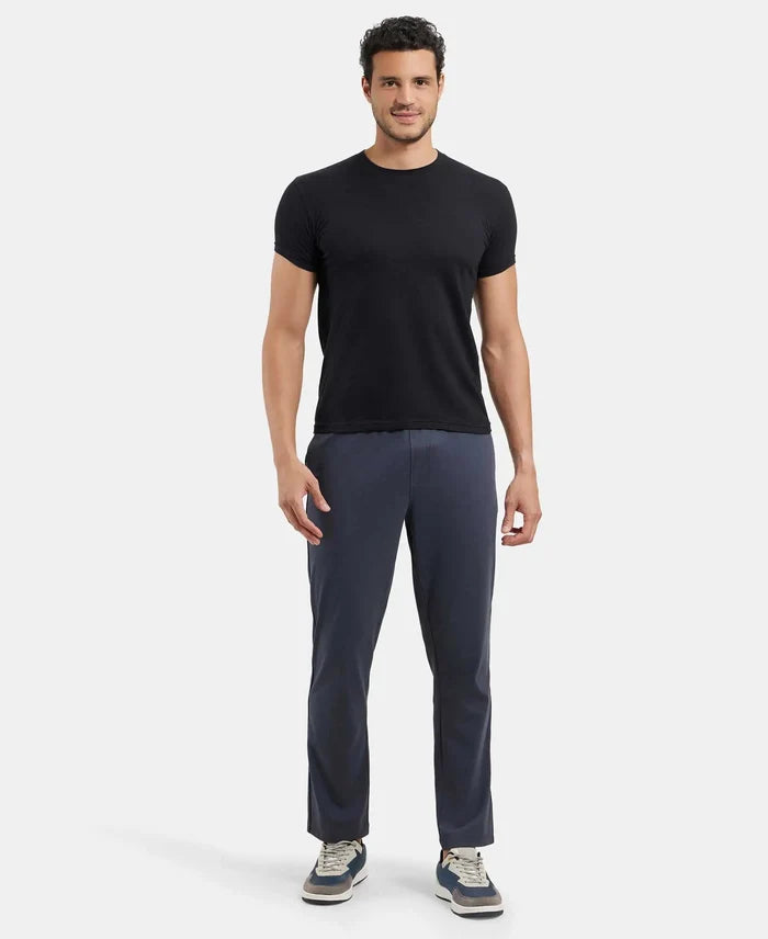 Super Combed Cotton Rich Regular Fit Trackpant with Side Pockets - Graphite & Black-4