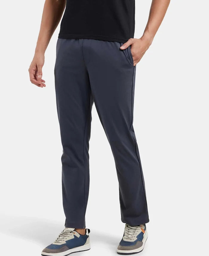 Super Combed Cotton Rich Regular Fit Trackpant with Side Pockets - Graphite & Black-5