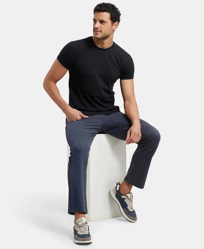 Super Combed Cotton Rich Regular Fit Trackpant with Side Pockets - Graphite & Black-6