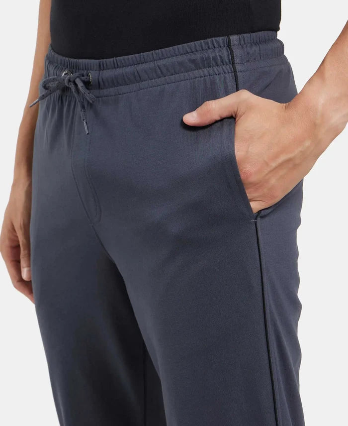 Super Combed Cotton Rich Regular Fit Trackpant with Side Pockets - Graphite & Black-7