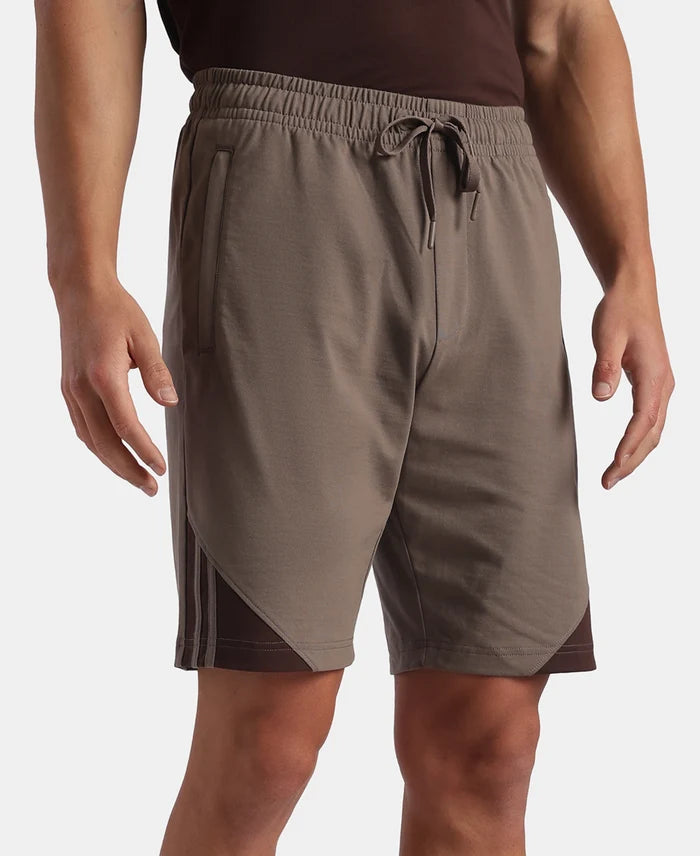 Super Combed Cotton Rich Straight Fit Shorts with Zipper Pockets - Dark Khaki & Java