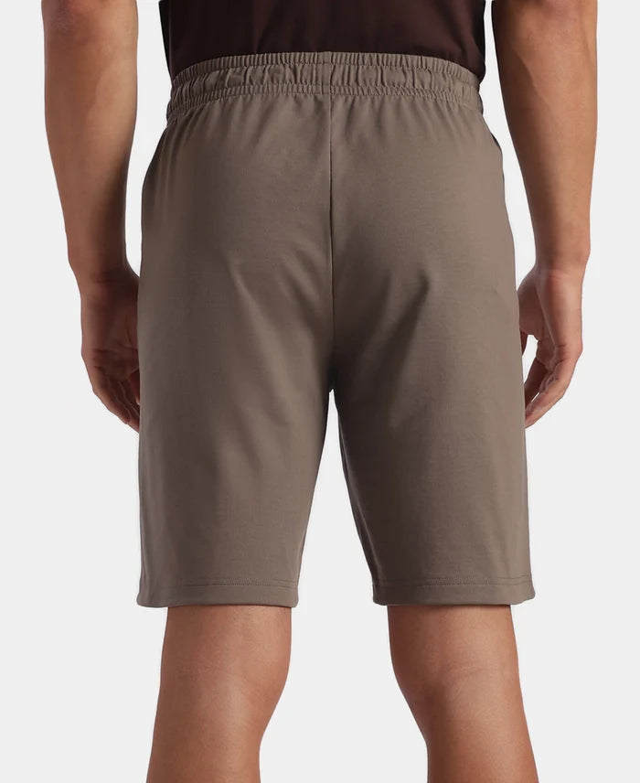 Super Combed Cotton Rich Straight Fit Shorts with Zipper Pockets - Dark Khaki & Java