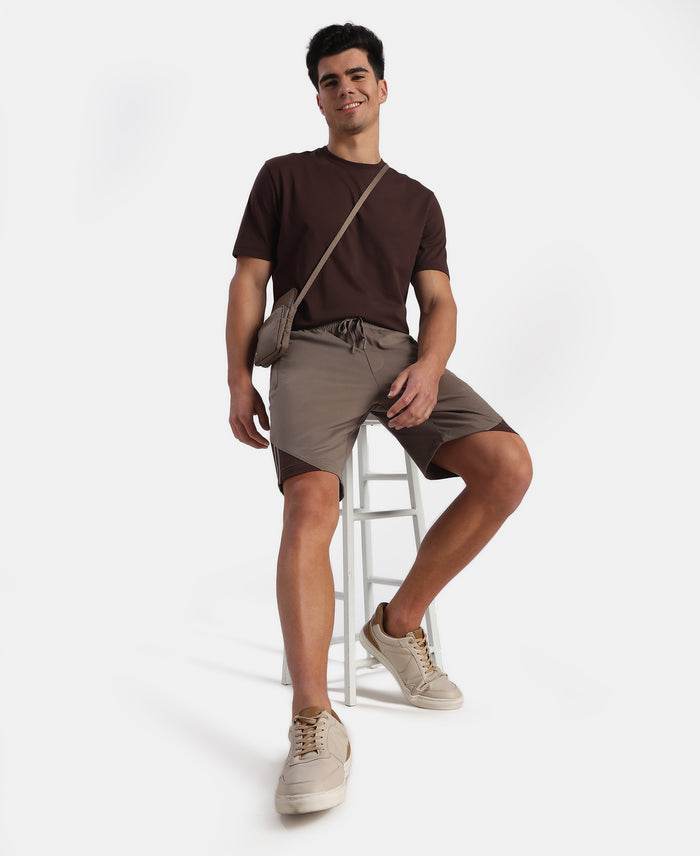 Super Combed Cotton Rich Straight Fit Shorts with Zipper Pockets - Dark Khaki & Java