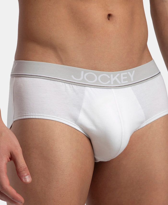 Super Combed Cotton Solid Brief with Ultrasoft Waistband - White (Pack of 2)