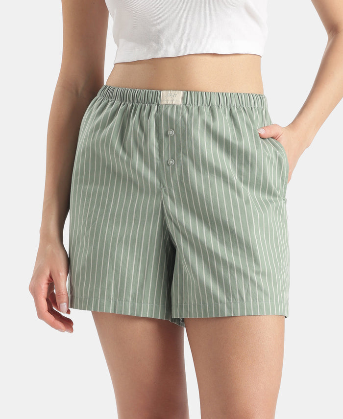Super Combed Cotton Woven Twill Fabric Relaxed Fit Shorts with Side Pockets - Lily Pad & Zephyr (Pack of 2)