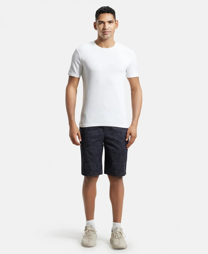 Super Combed Mercerized Cotton Woven Fabric Bermuda with Side Pockets - Graphite Printed-4