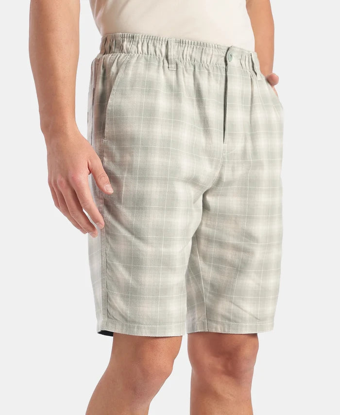 Super Combed Mercerized Cotton Woven Fabric Bermuda with Side Pockets - Shadow & Birch
