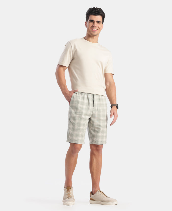 Super Combed Mercerized Cotton Woven Fabric Bermuda with Side Pockets - Shadow & Birch