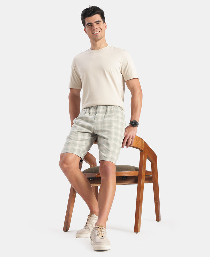 Super Combed Mercerized Cotton Woven Fabric Bermuda with Side Pockets - Shadow & Birch