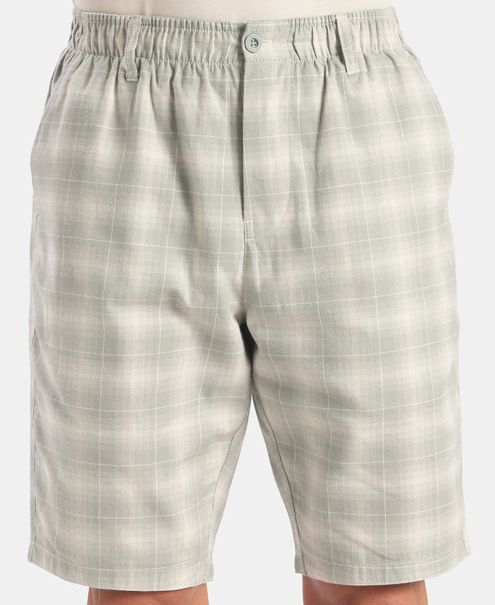 Super Combed Mercerized Cotton Woven Fabric Bermuda with Side Pockets - Shadow & Birch