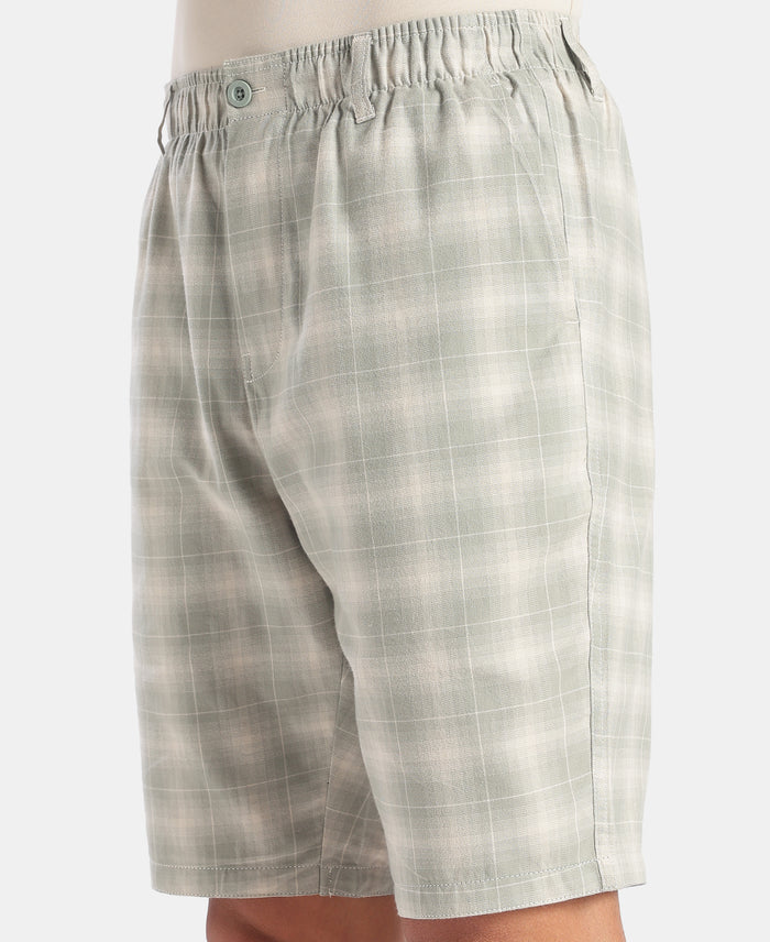 Super Combed Mercerized Cotton Woven Fabric Bermuda with Side Pockets - Shadow & Birch