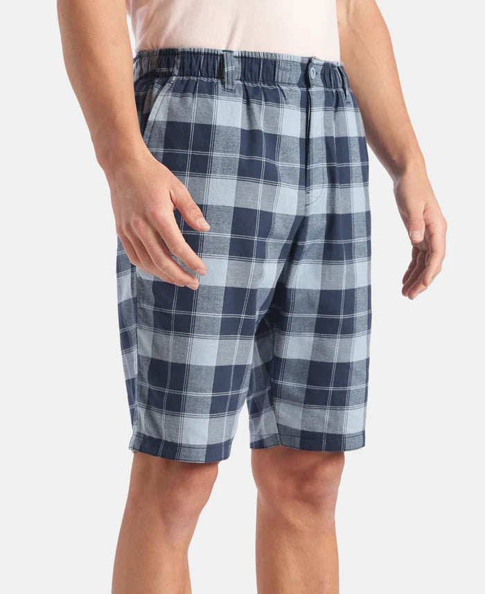 Super Combed Mercerized Cotton Woven Fabric Bermuda with Side Pockets - Windward Blue & Navy