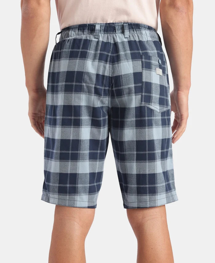Super Combed Mercerized Cotton Woven Fabric Bermuda with Side Pockets - Windward Blue & Navy