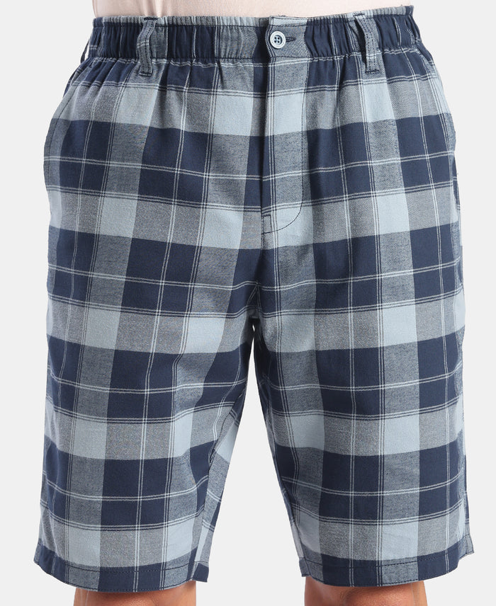 Super Combed Mercerized Cotton Woven Fabric Bermuda with Side Pockets - Windward Blue & Navy