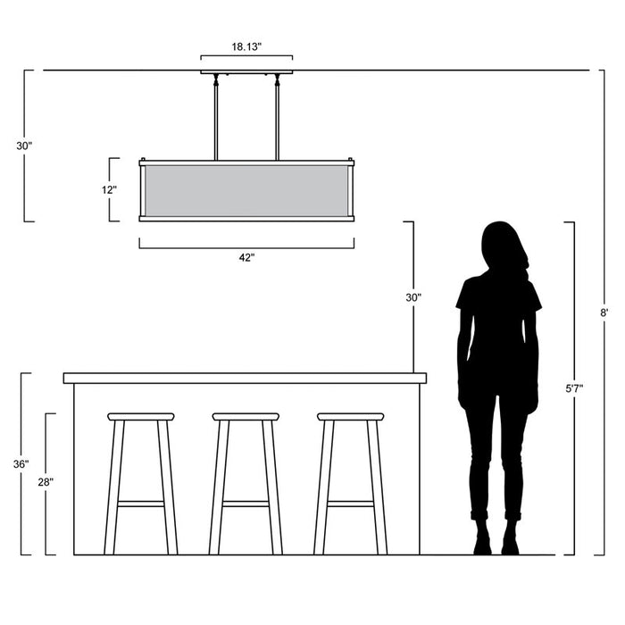 Suspension Amberson 4 - Carrée/Rectangle