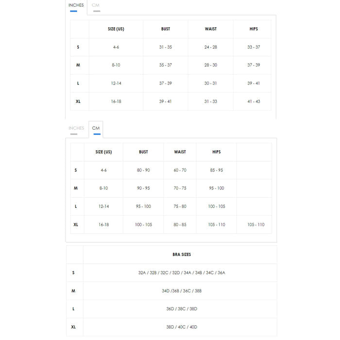Size chart for SWAY 4 Piece Leopard Print Swimwear Set, including bust, waist, hip, and bra sizes.