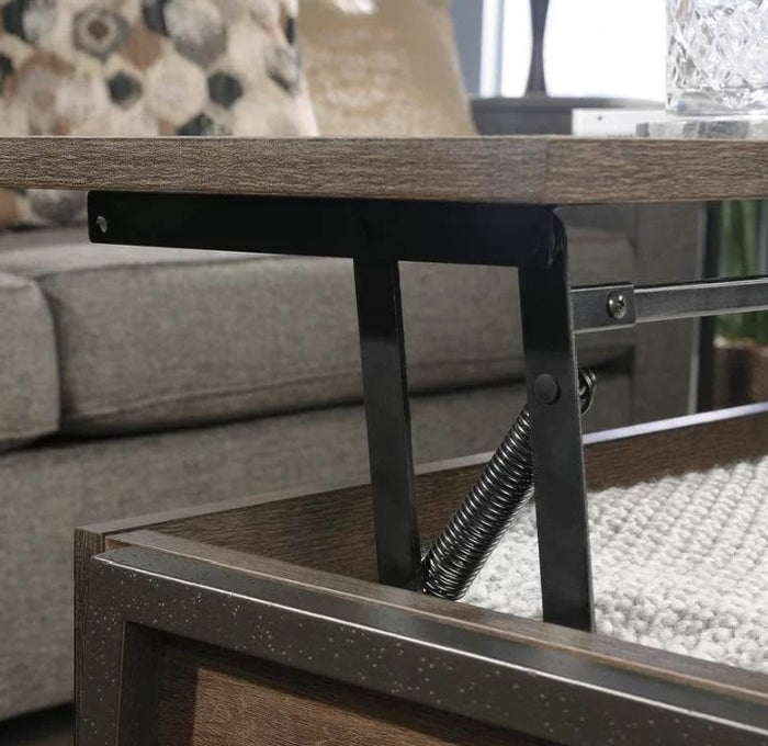 Table basse Haneline à plateau relevable et 4 pieds avec rangement
